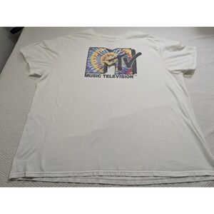 MTV Music Television Tie Dye Logo T Shirt White 2XL Graphic Tee 2020 Cotton